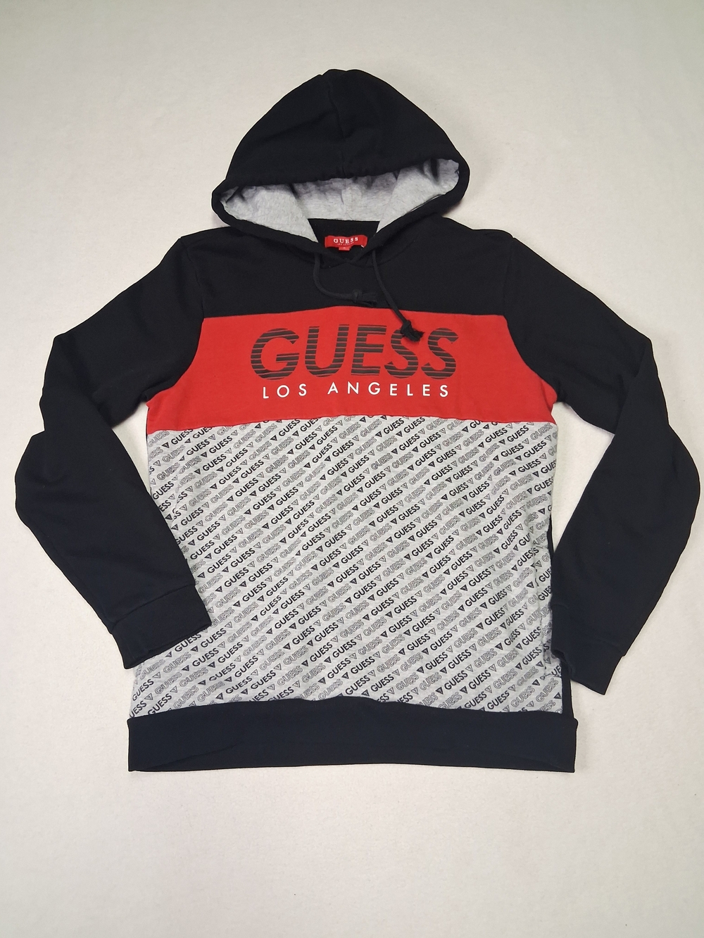 GUESS Men’s Black & Red Logo Hooded Sweatshirt